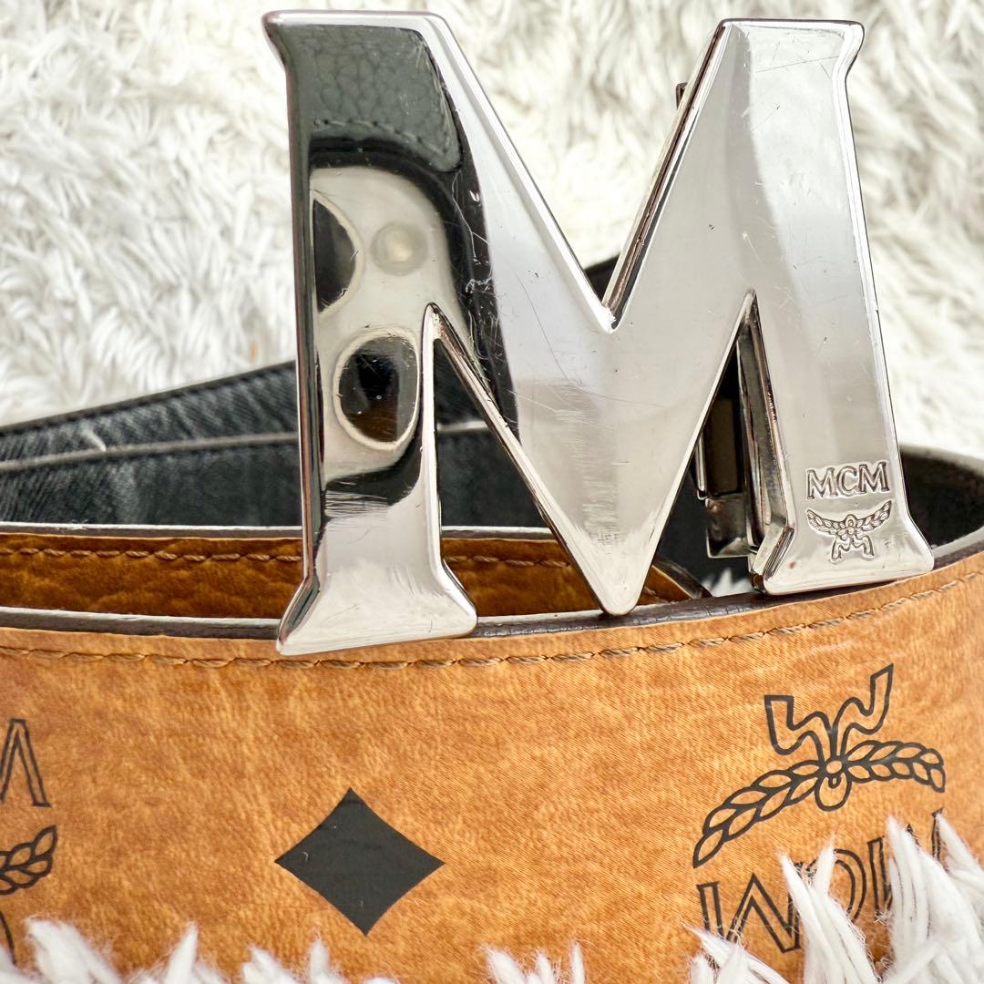 【廃盤&美品】MCM ベルト ヴィセトス 本革 ブラウン シルバー金具