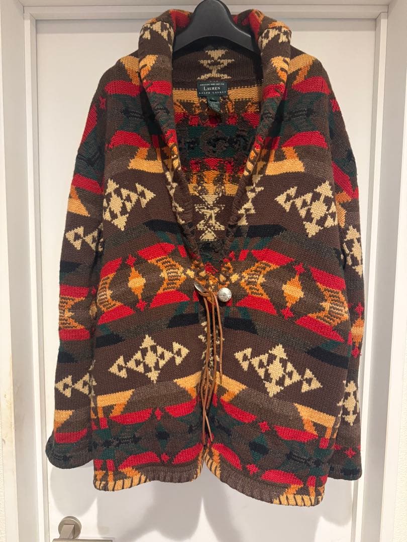 美品:ラルフローレン ネイティブ柄カーディガン