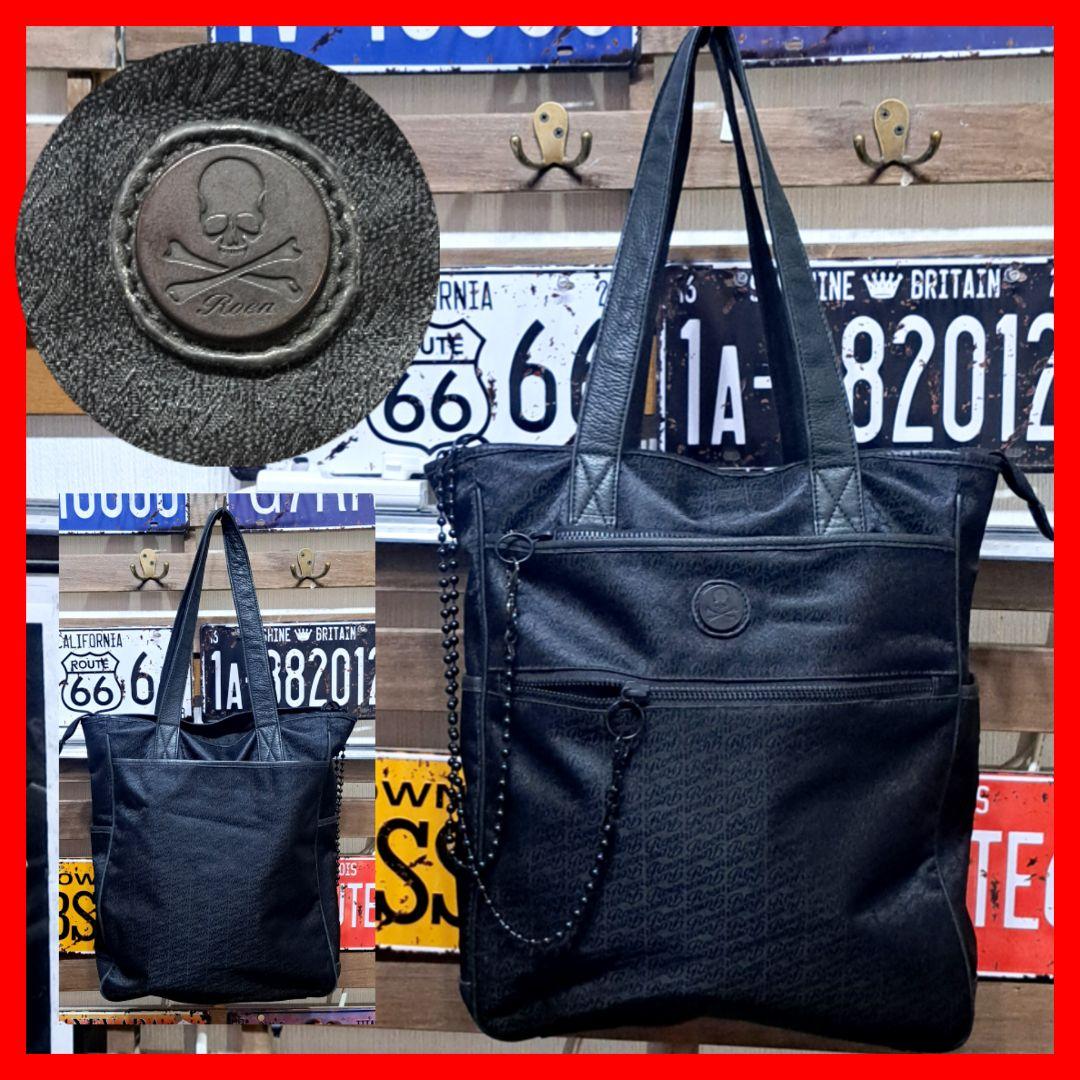 Roen 総柄　ロゴジャガード　ダブルチェーン　トートバッグ　ブラック