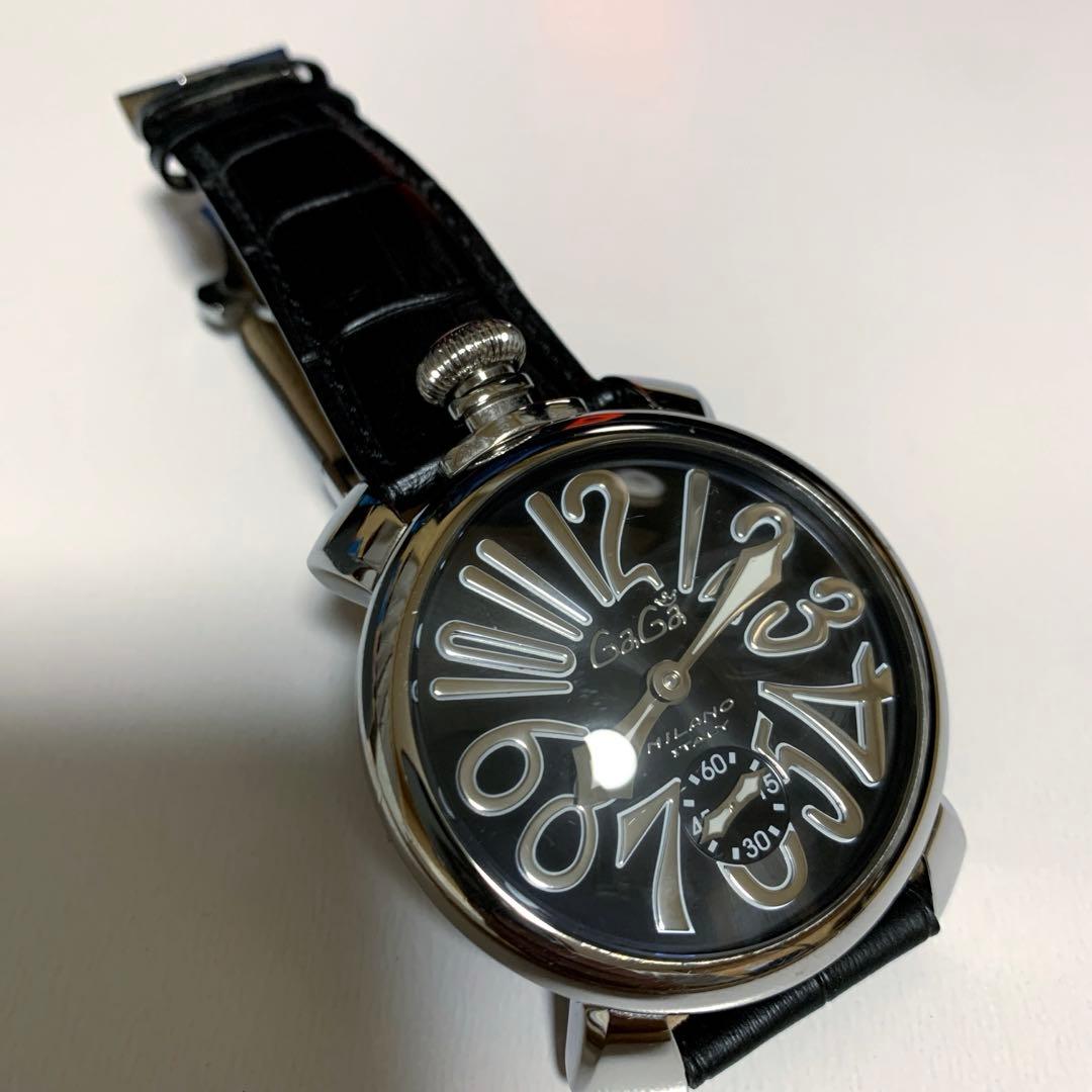 ガガミラノ マヌアーレ 手動巻き時計 ブラック 48mm Swiss made