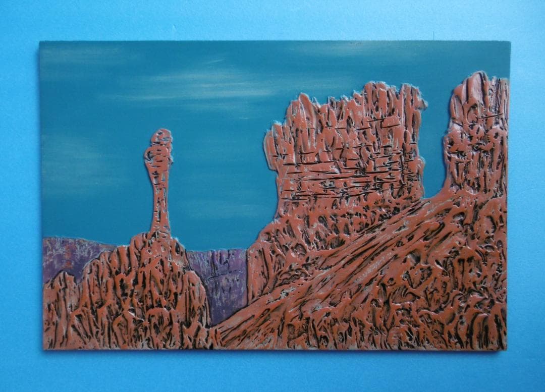 日本画 うるし 漆画 「グランドキャニオン」 1983 白翁作 漆画 「小豆島・槇柏巨木」1973 純金粉使用 | 白翁 ｜インテリア絵画