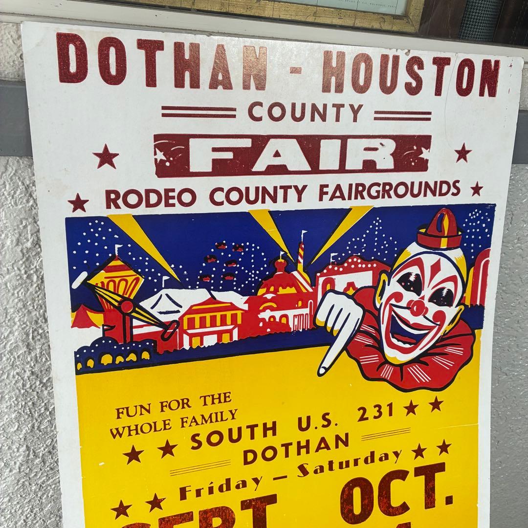 希少レアBIG！50's〜アメリカアンティーク　ピエロ道化師サーカス遊園地広告