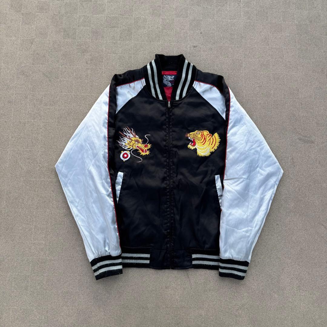 y2k 90s vintage スカジャン ブラック アメカジ 龍刺繍 短丈 M - メルカリ