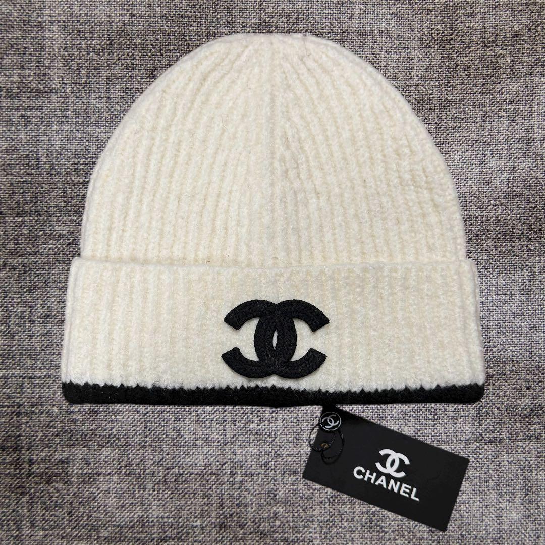 CCロゴ ニット帽 ホワイト