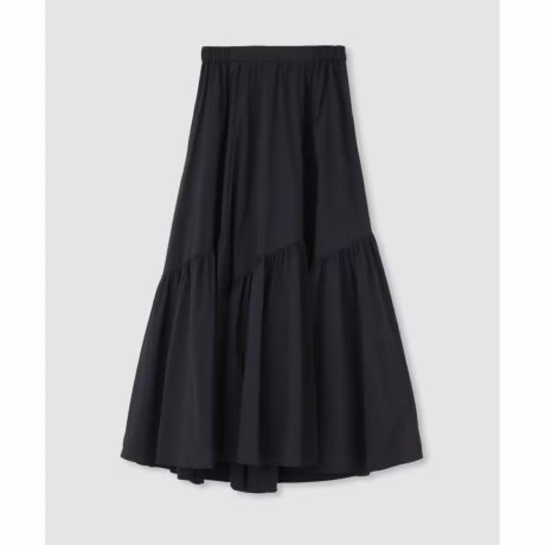 （完売品）アルアバイル　バイヤス切替ギャザースカート　ブラック allureville(アルアバイル)｜バイヤス切替ギャザースカート A/ブラック