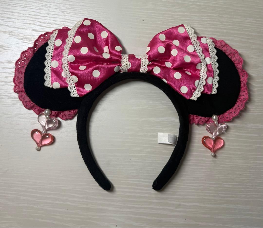 ミニーイヤリングカチューシャ　ピンク　ディズニー