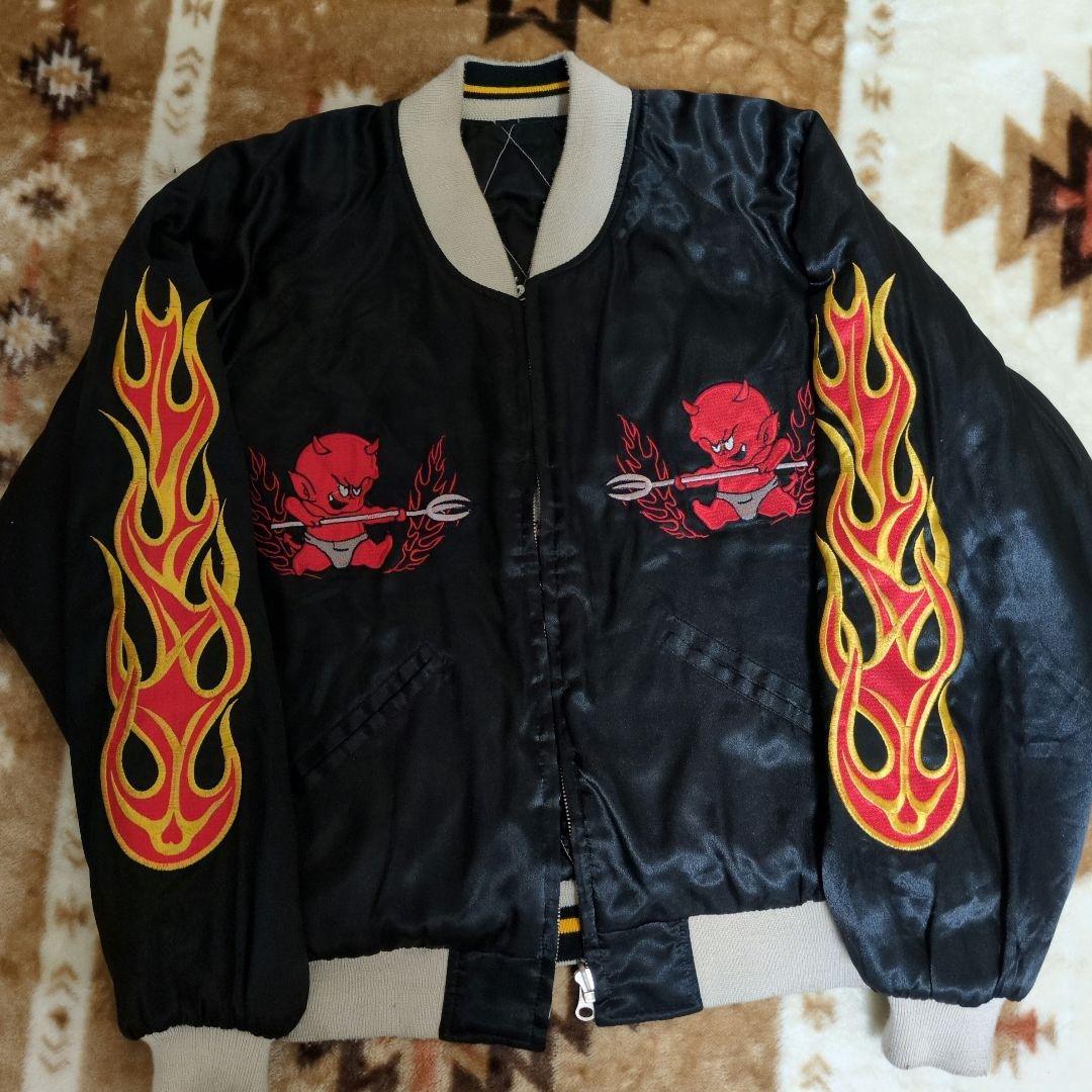 スカジャン 赤い悪魔 刺繍 黒 楽天市場】大きいサイズ メンズ Ed Hardy 刺繍 スカジャン（メーカー取