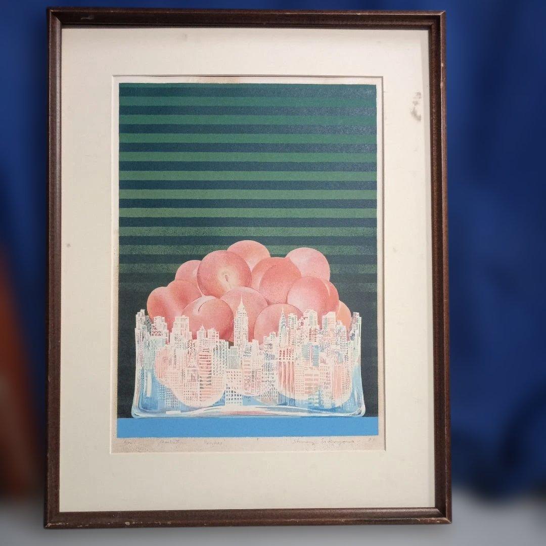 5681）作山畯治 リトグラフ？ (Manhattan Peachs) Trace the Trace (Northeastern Kanagawa)》 2021 紙・色鉛筆 colored