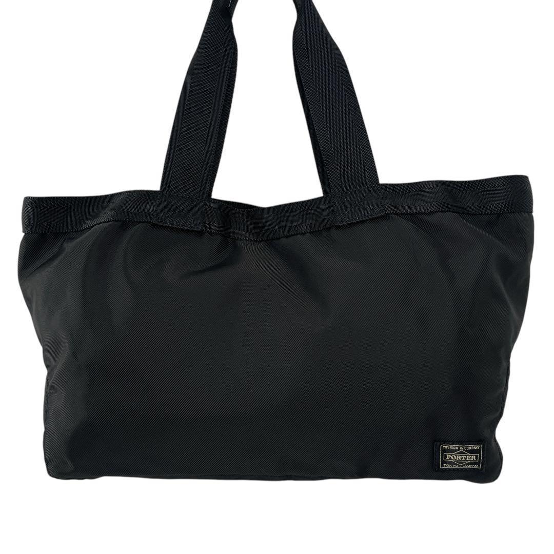 美品　ポーター　トートバッグ　ハンドバッグ　ラウンド　大容量　A4収納可　黒