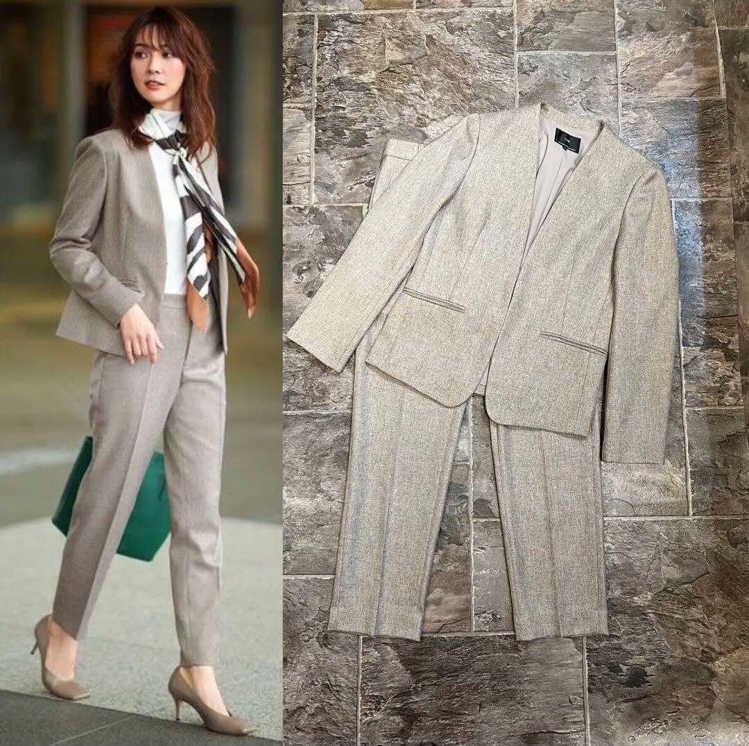 【未使用】23区ウールライクカルゼノーカラージャケットパンツスーツ上下セット36