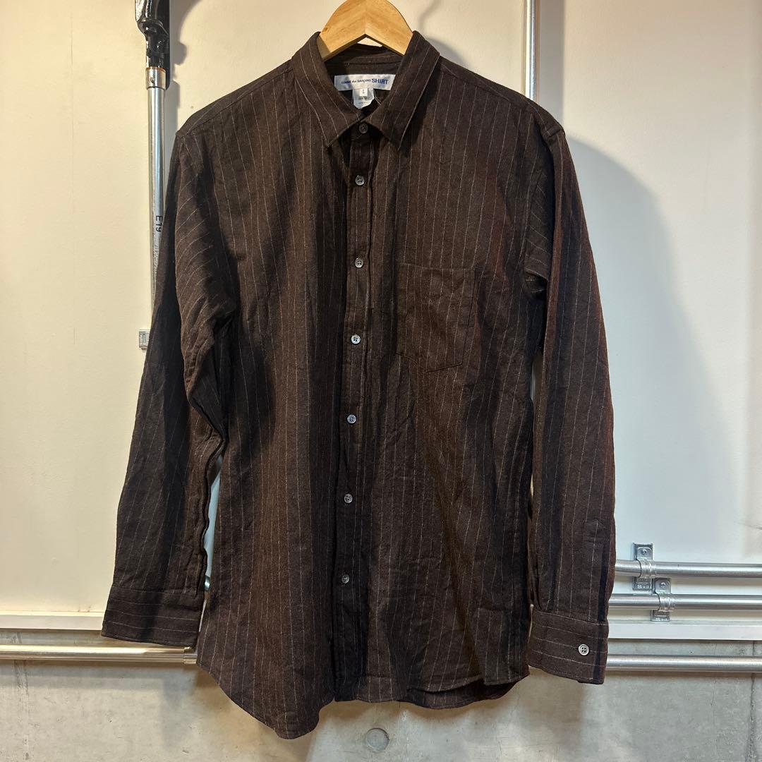 COMME des GARCONS SHIRT ブラウン　ストライプ　ウール