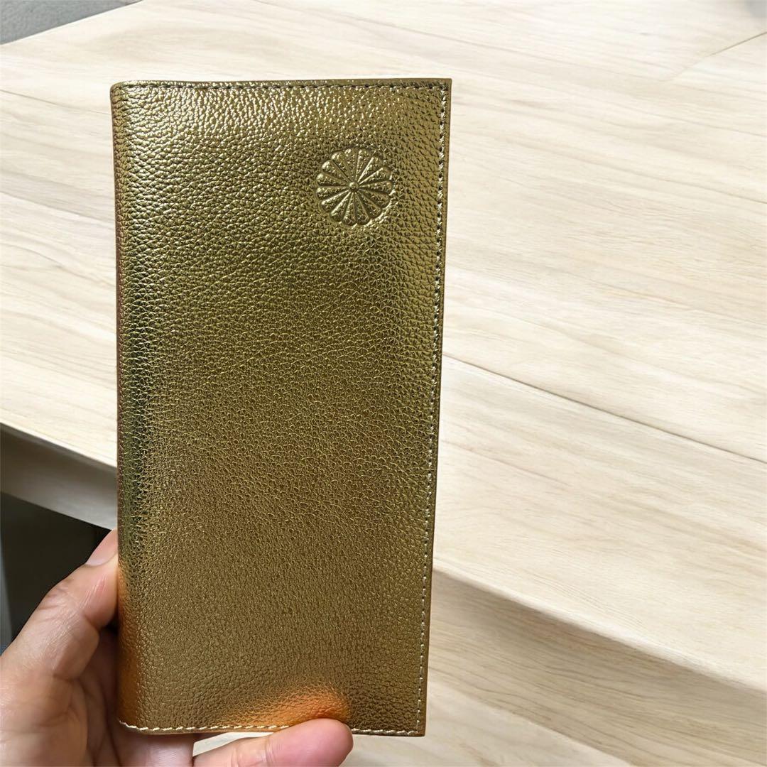 皇居 財布 長財布 ゴールド レザー 本革 皇居 限定 菊の御紋 日本 新品