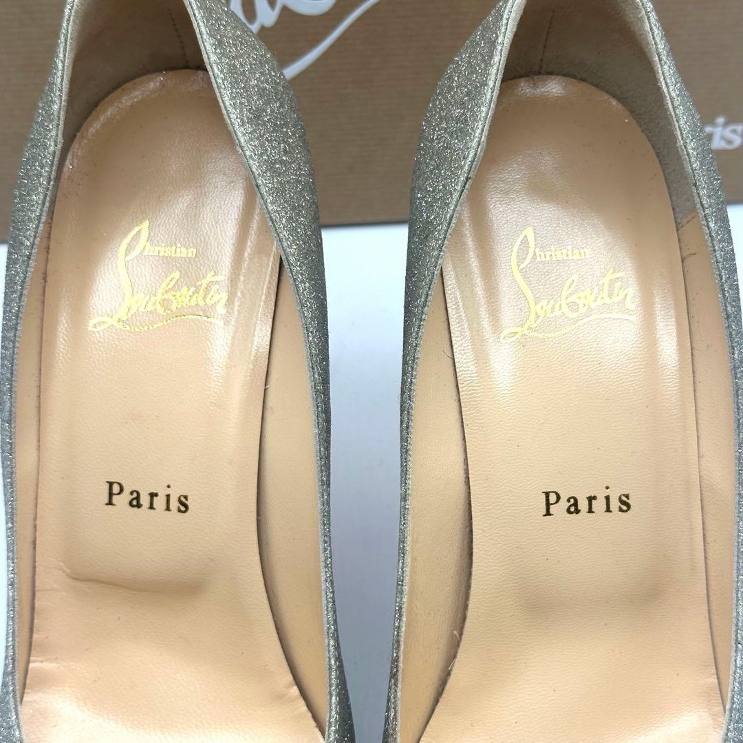 美品　クリスチャン　ルブタン　オープントゥ　グリッター　ハイヒール　25.5cm