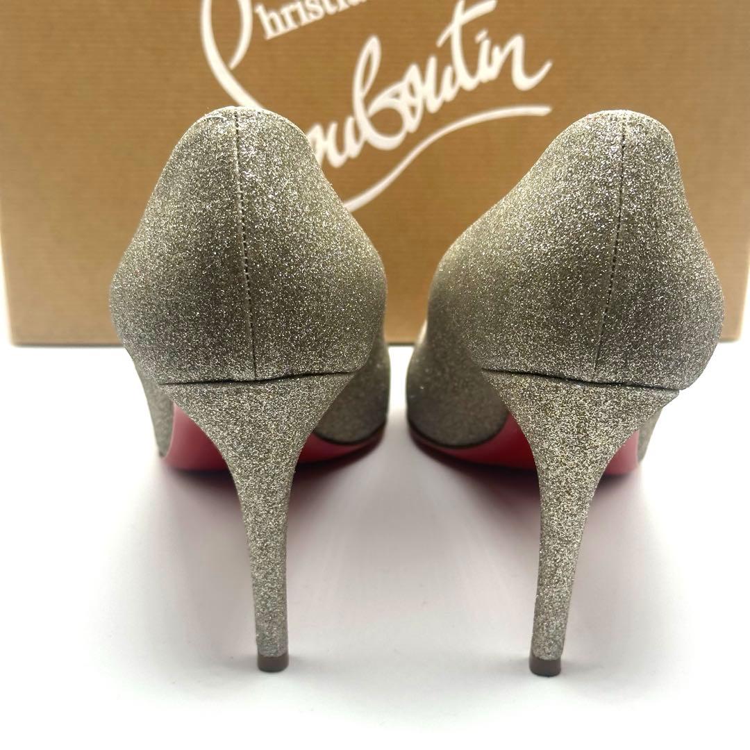 美品　クリスチャン　ルブタン　オープントゥ　グリッター　ハイヒール　25.5cm