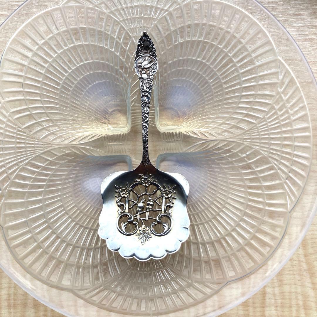 純銀　ナッツ　スプーン　透かし　Love bird