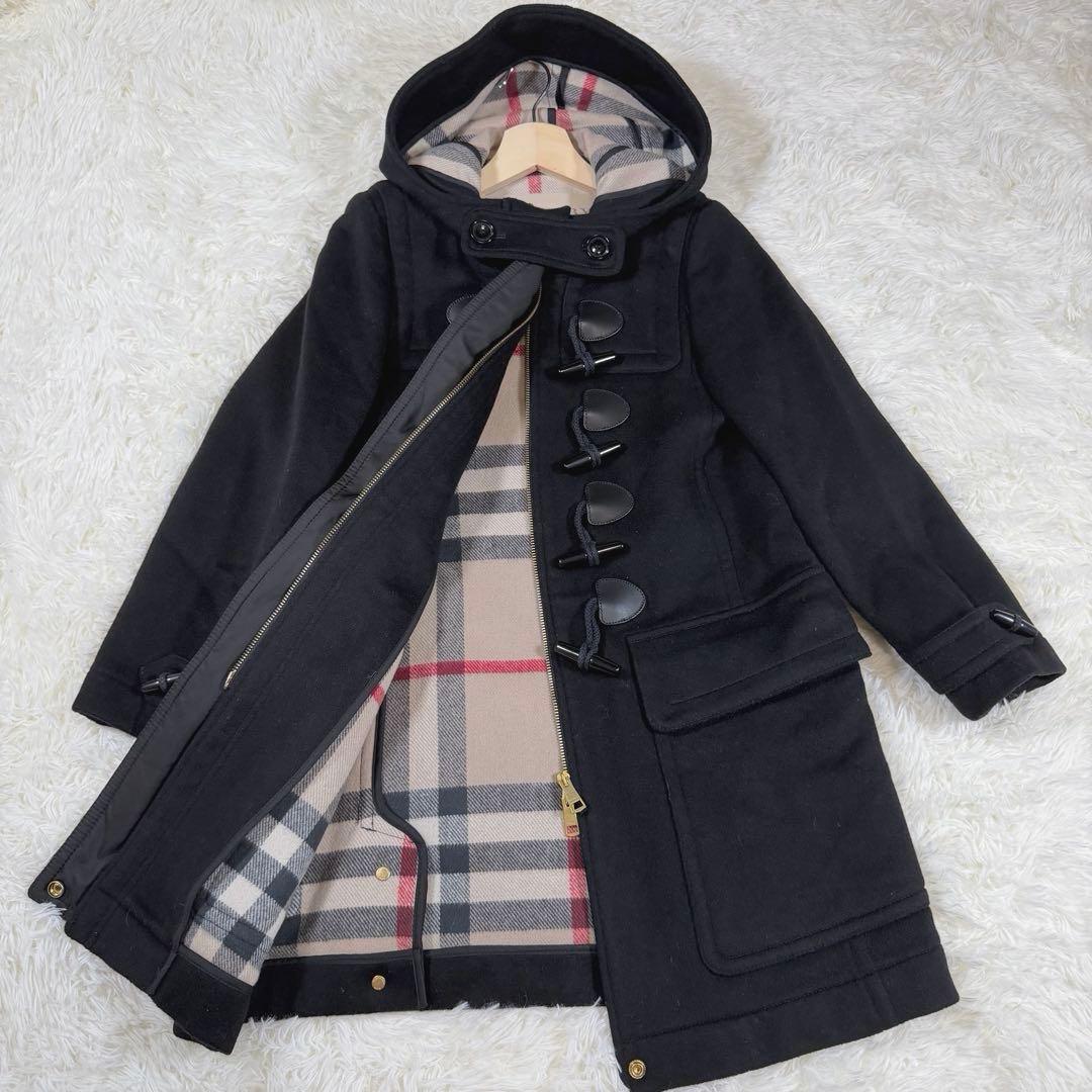 【極美品】バーバリーブリット　ダッフルコート　メガチェック　金ボタン　黒　S