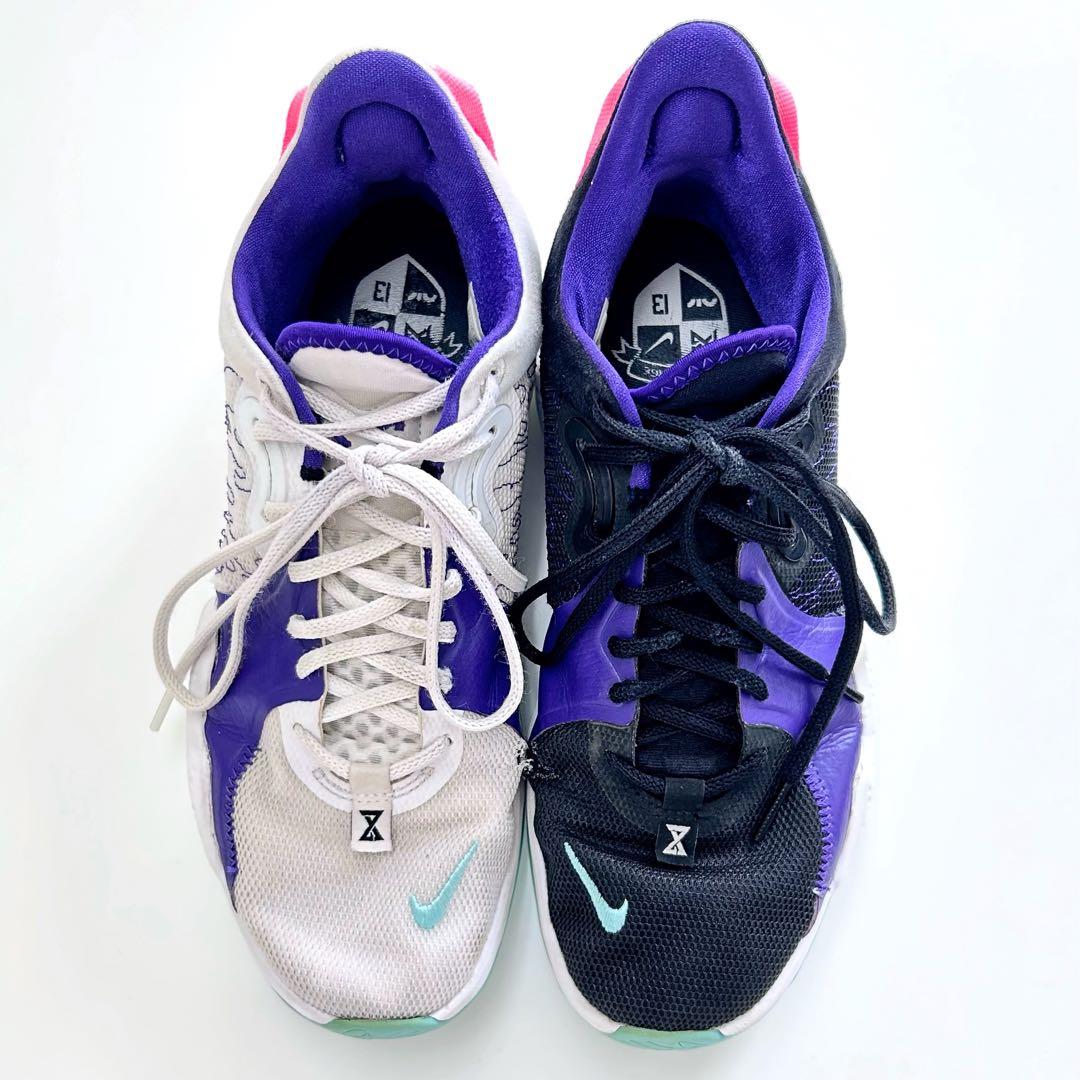 NIKE PG5 ナイキバイユー スニーカー バッシュ 白紫黒 27cm - メルカリ