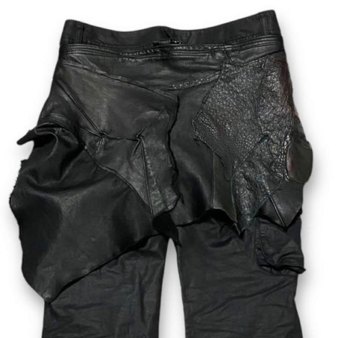 ディアスキン　クロコ　シャーク　オーストリッチ　レザー　パッチワーク　スカート