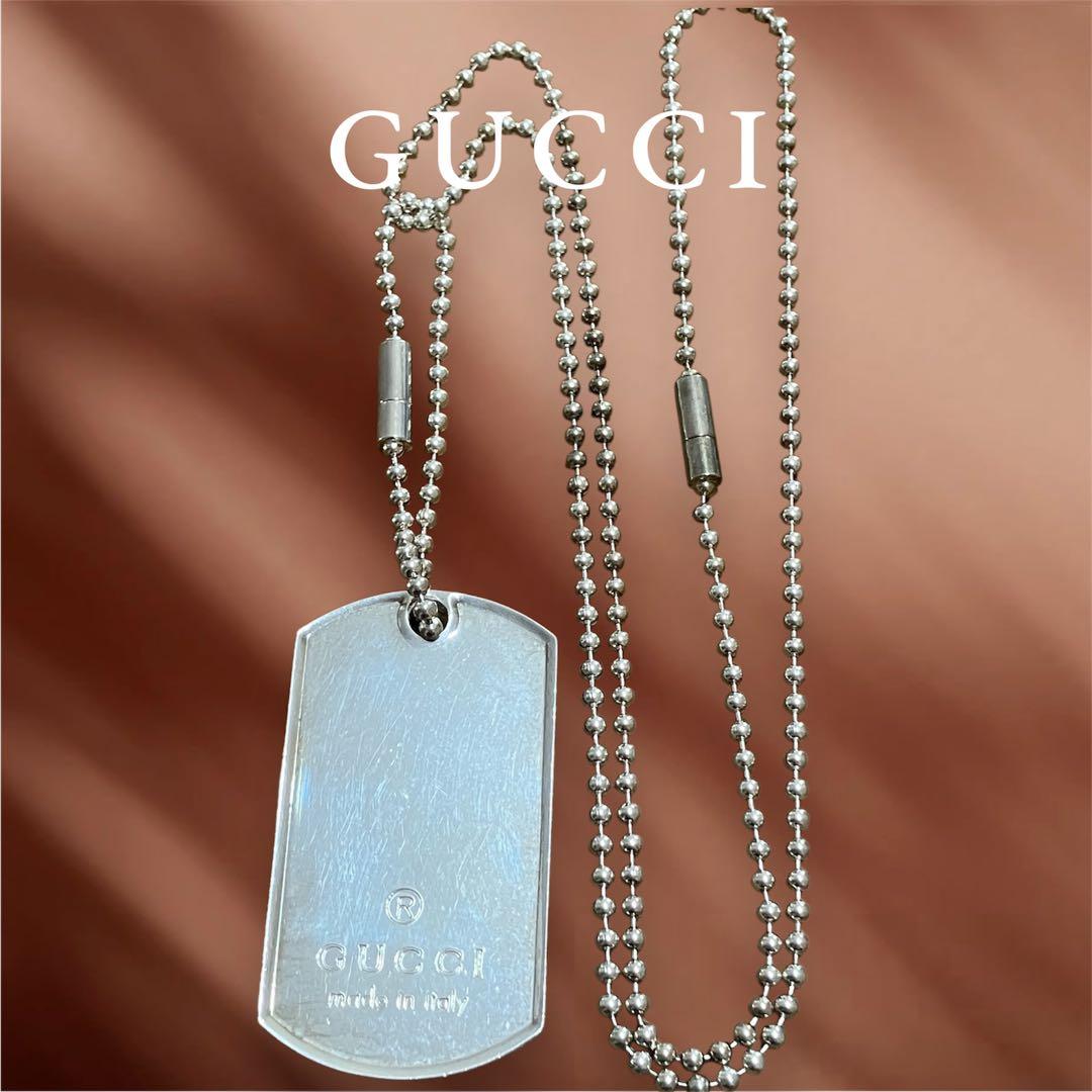 GUCCI グッチ ドッグタグ ネックレス シルバー 刻印 925 箱保存袋付き GUCCI グッチ ドッグタグ ネックレス シルバー 刻印 925 箱保存袋付き
