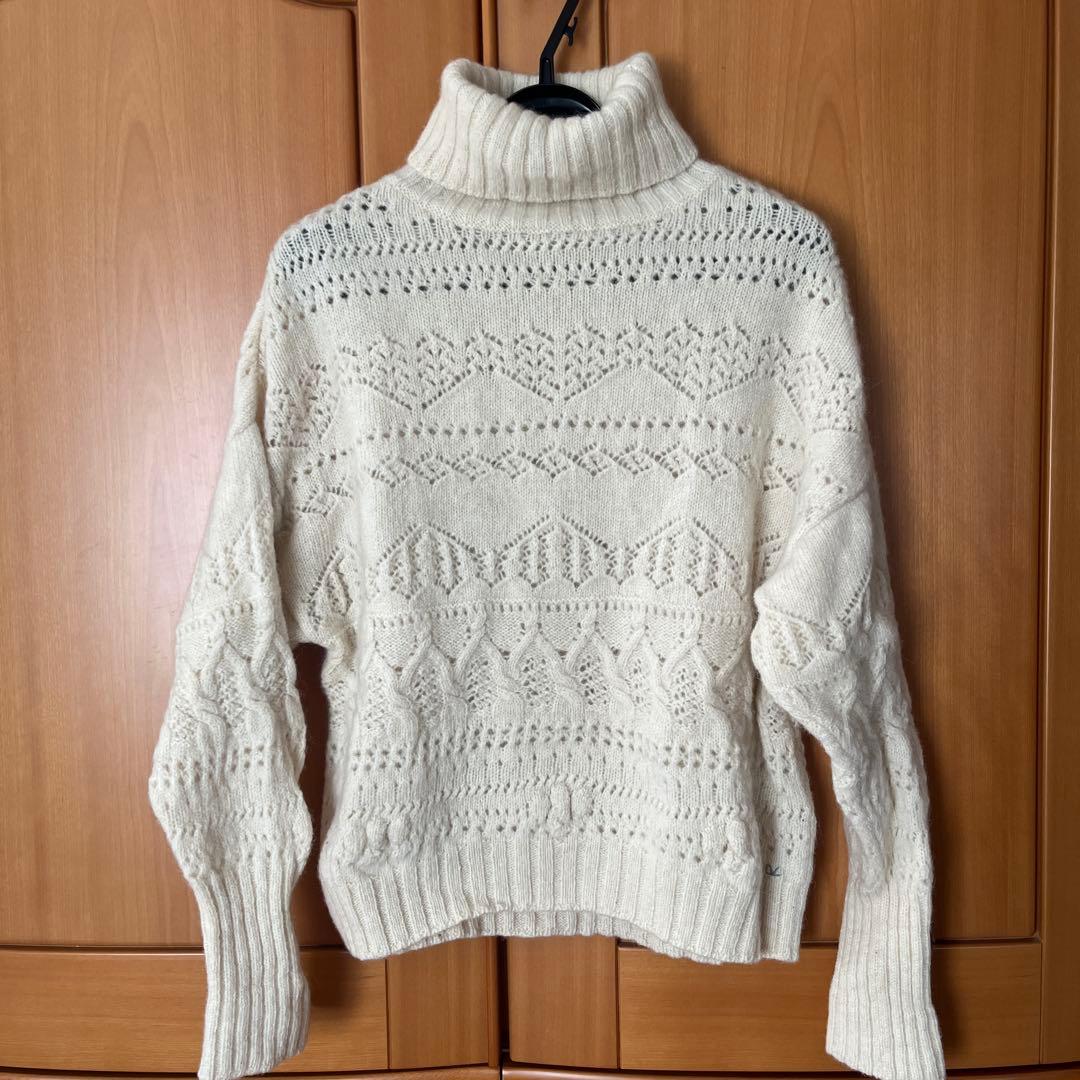 45rpm 透かし編みタートルニット