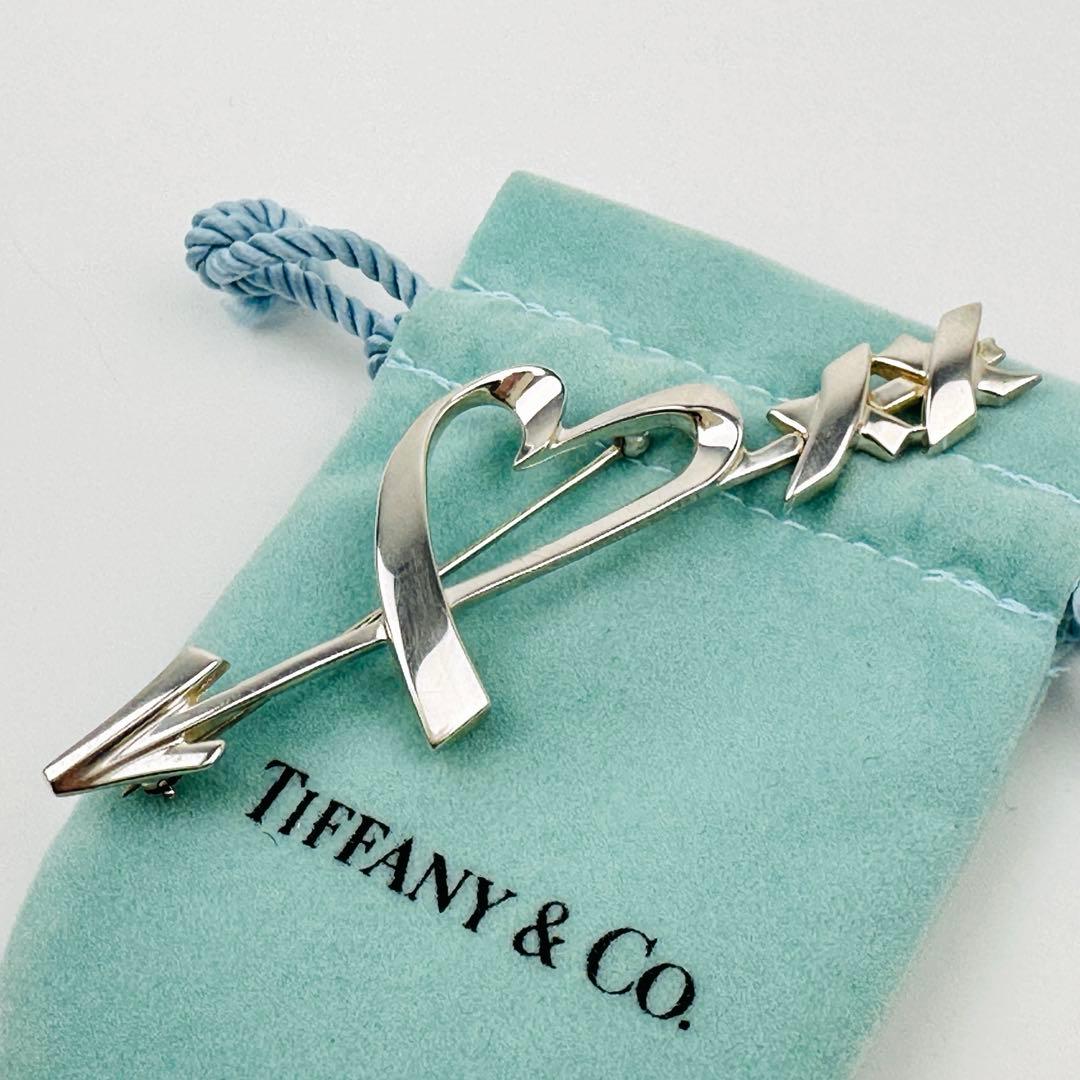 美品　ティファニー　ハートと矢のブローチ　ラヴィングハートアロー　シルバー925