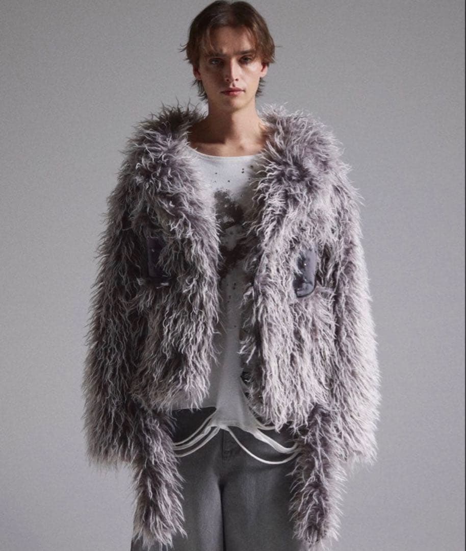 GRANCY ファーボアライダースジャケット