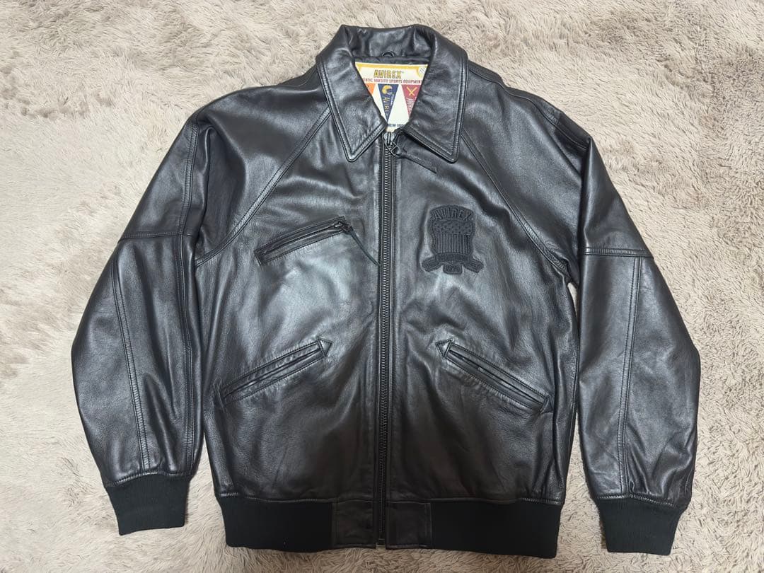 AVIREX ブラックレザージャケット Lサイズ 羊革 AVIREX（アヴィレックス） Retro Grade レトログレード モーター