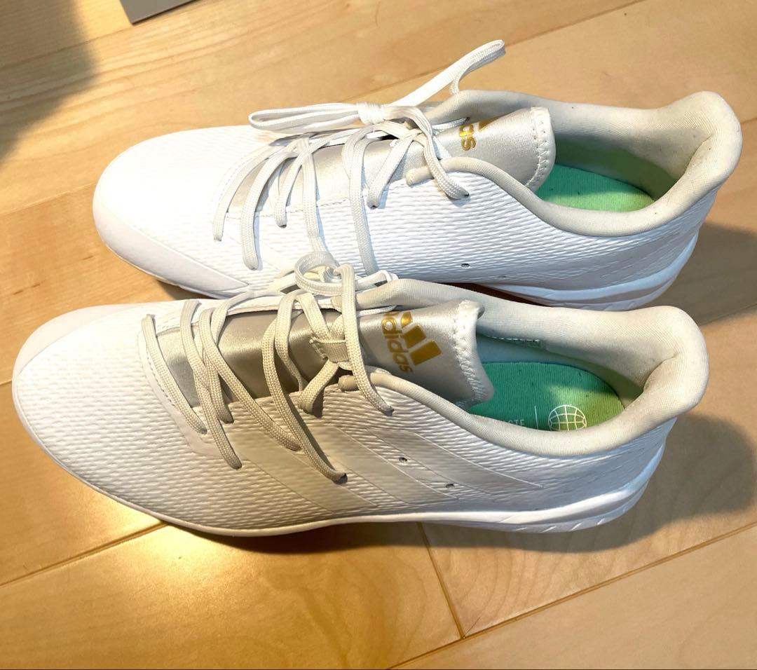adidas ホワイト 金属スパイクシューズ 28cm