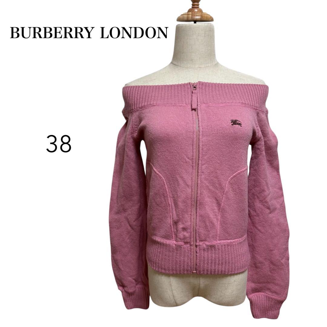 BURBERRY LONDON ピンク　ウールニット38 М フロントジッパー