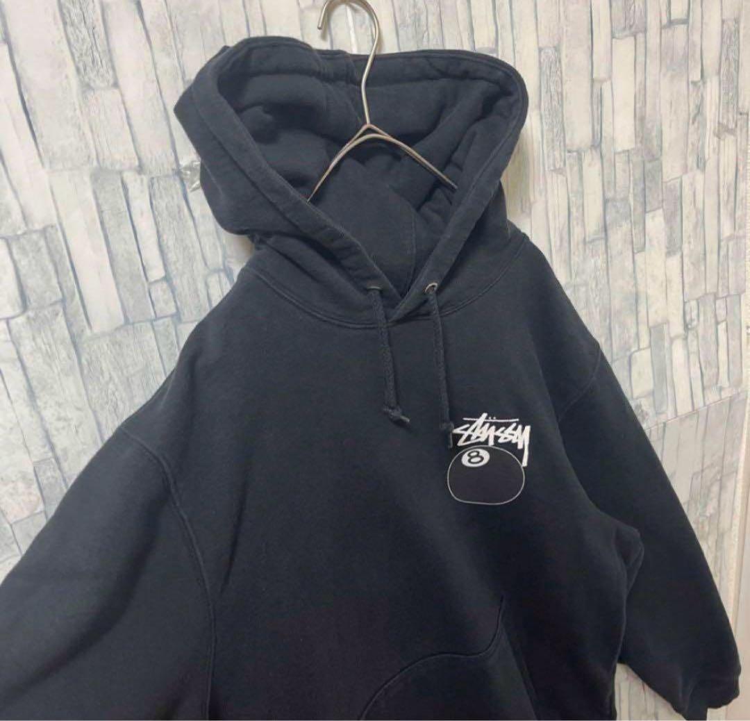 ステューシー パーカー スウェット 8ボール エイトボール ブラック M