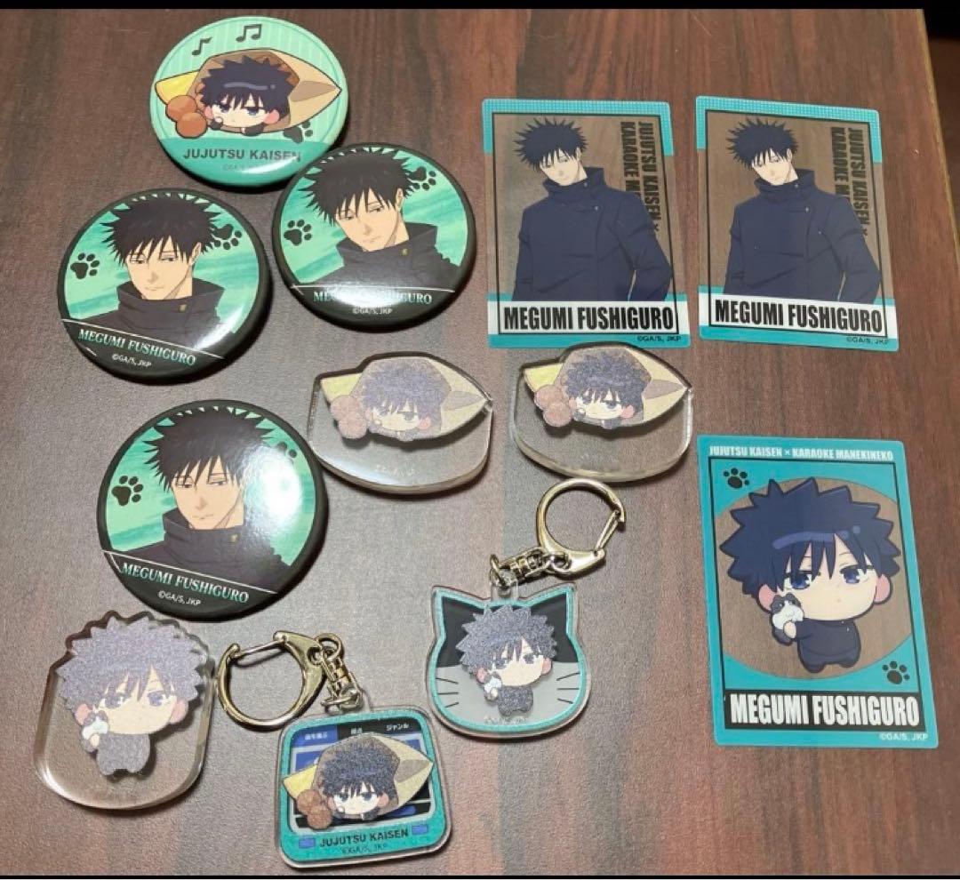呪術廻戦　伏黒恵　まねきねこ　クリアカード　缶バッジ　アクリルキーホルダー
