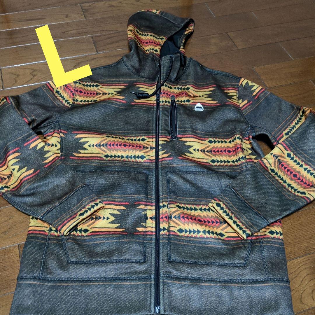 【激レア】バートン　撥水パーカー ボンディング　ロゴ　L　総柄　幾何学模様 BURTON（バートン）の「撥水 ボンディングフリース プルオーバー