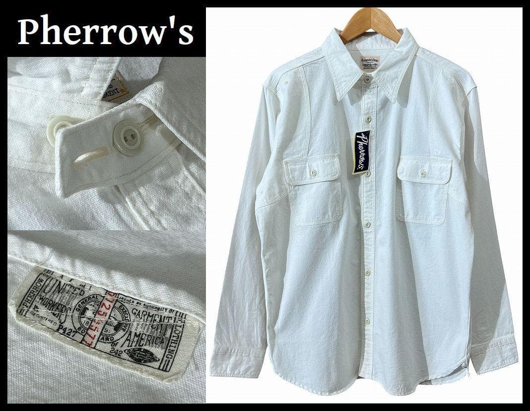 専用　新品 フェローズ 770WS 40s ビンテージ 復刻 ワーク シャツ 白 Pherrow's（フェローズ） ワークシャツ 770WS シャツ 長袖 40年代