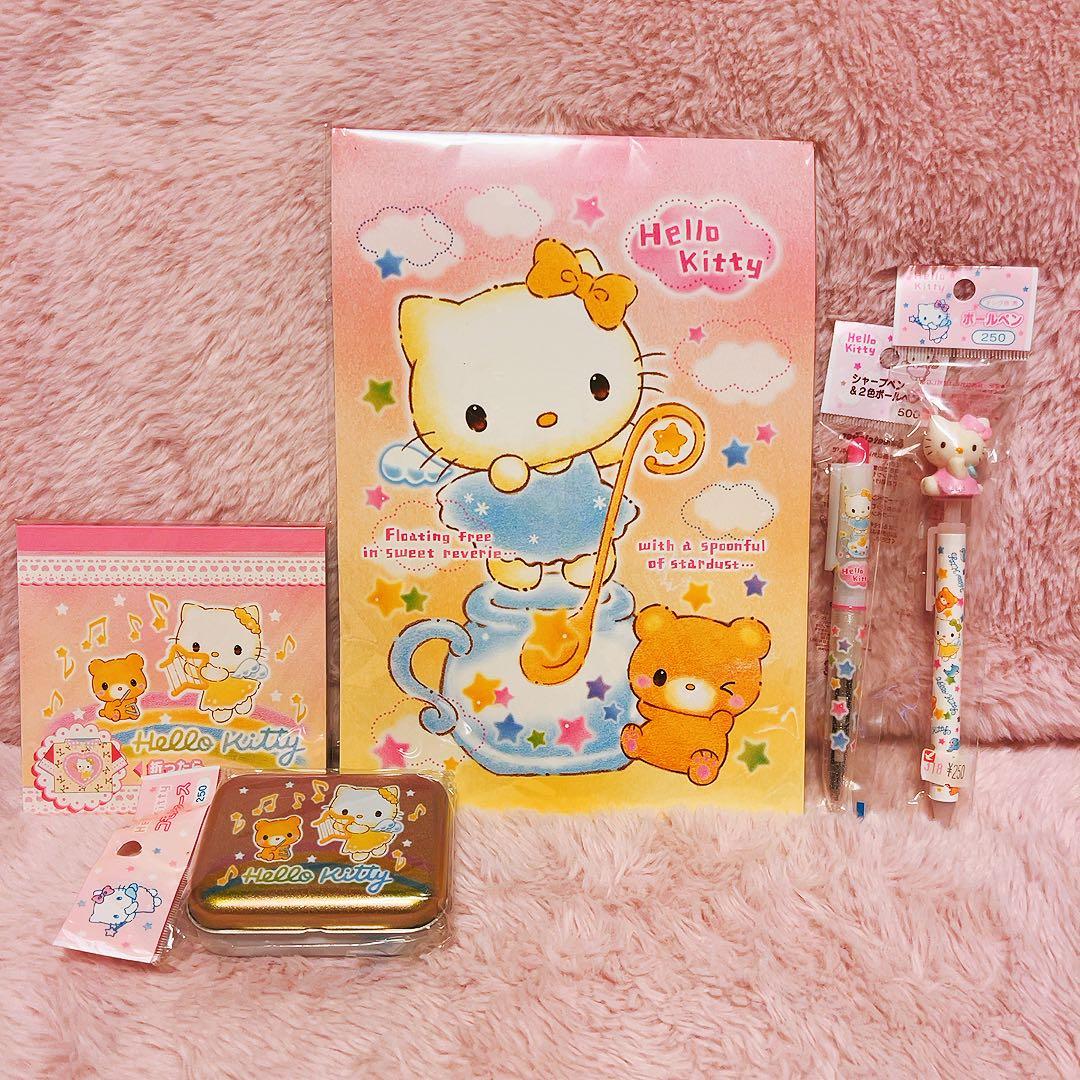 希少レア　ハローキティ　スウィートクローバー　メモ　ペン　缶　2003 サンリオ