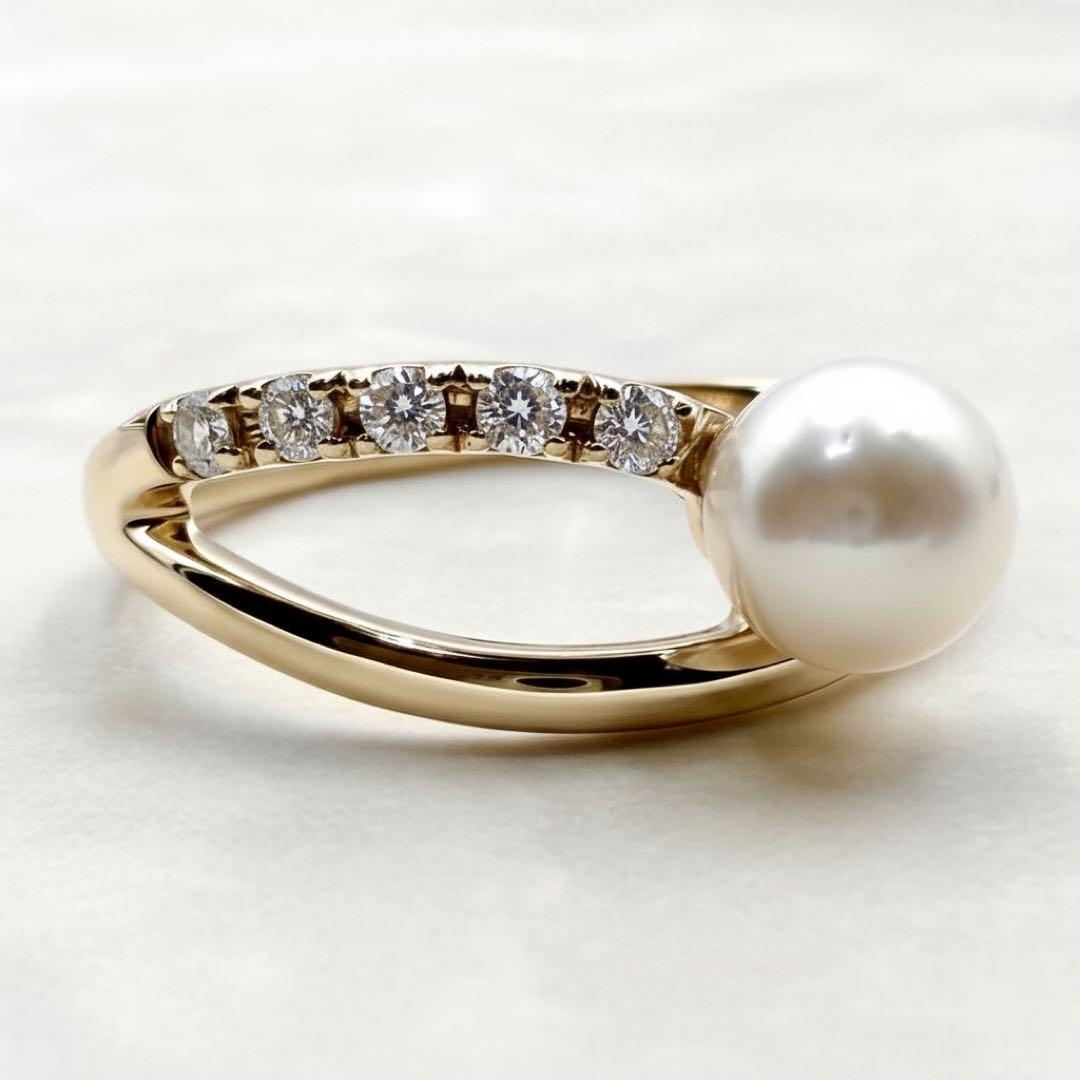 未使用品　ジュエリーツツミ　K10 リング　イエローゴールド　パール　あこや
