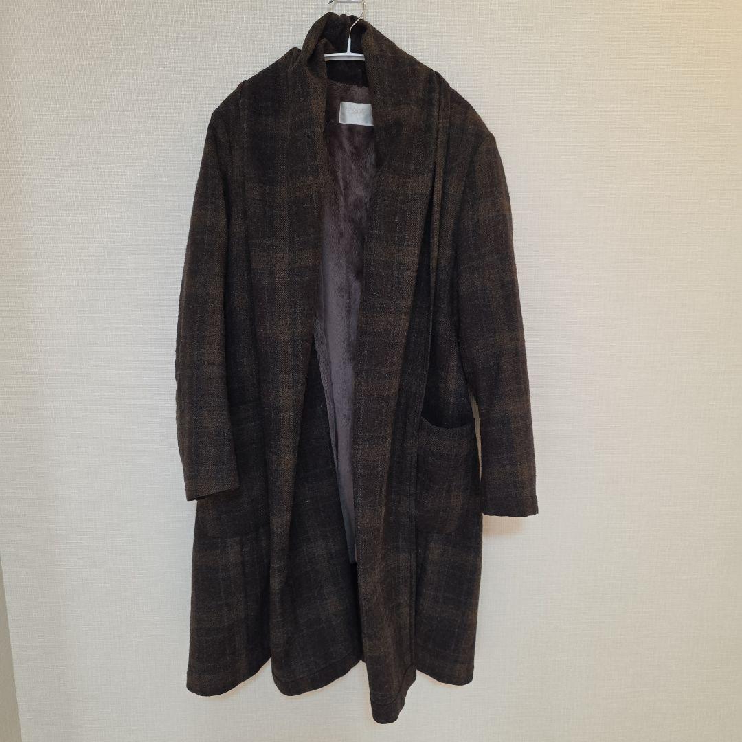 【美品】TROVE トローヴ ショールカラー ガウンコート ウール チェック2
