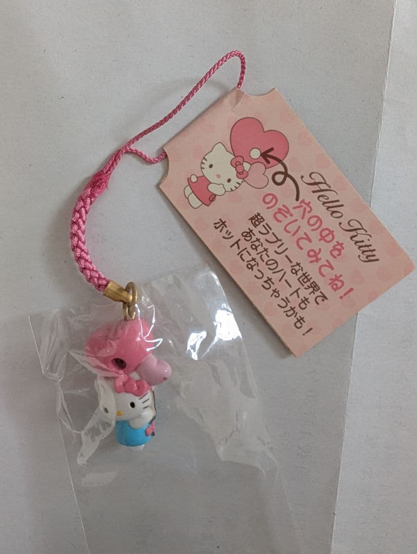ハローキティ ストラップ のぞき穴根付　エンジェル 美品 超激レア 花とエンジェルKT ストラップ 根付け ハローキティ