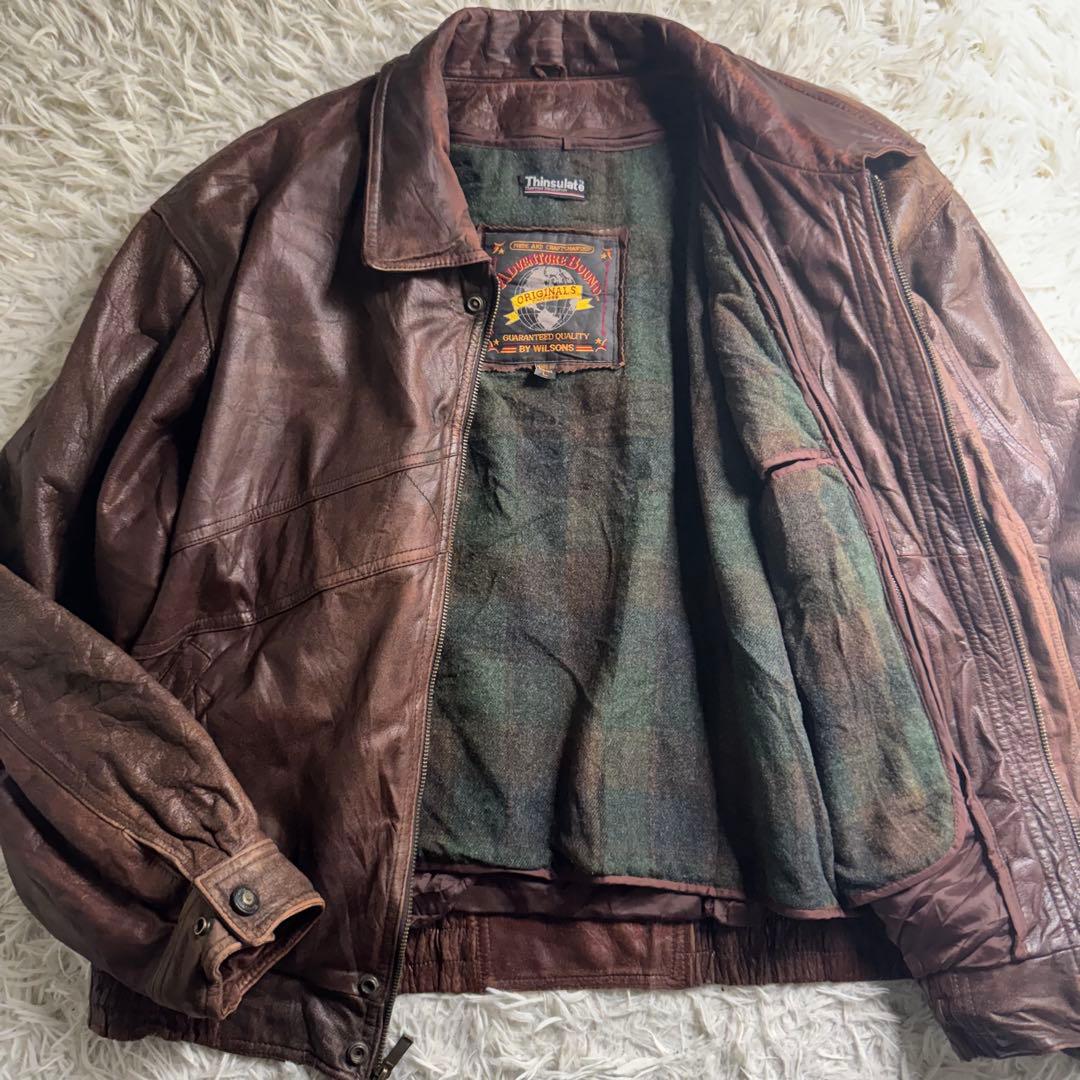 90s Wilsons レザージャケット 茶 シンサレート L〜XL フライト系