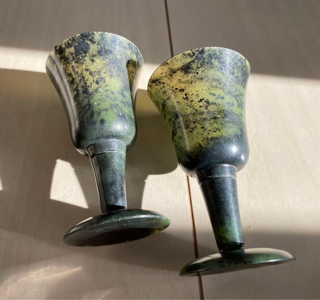 中国骨董　碧玉杯（貴石）中国国家主席贈答品