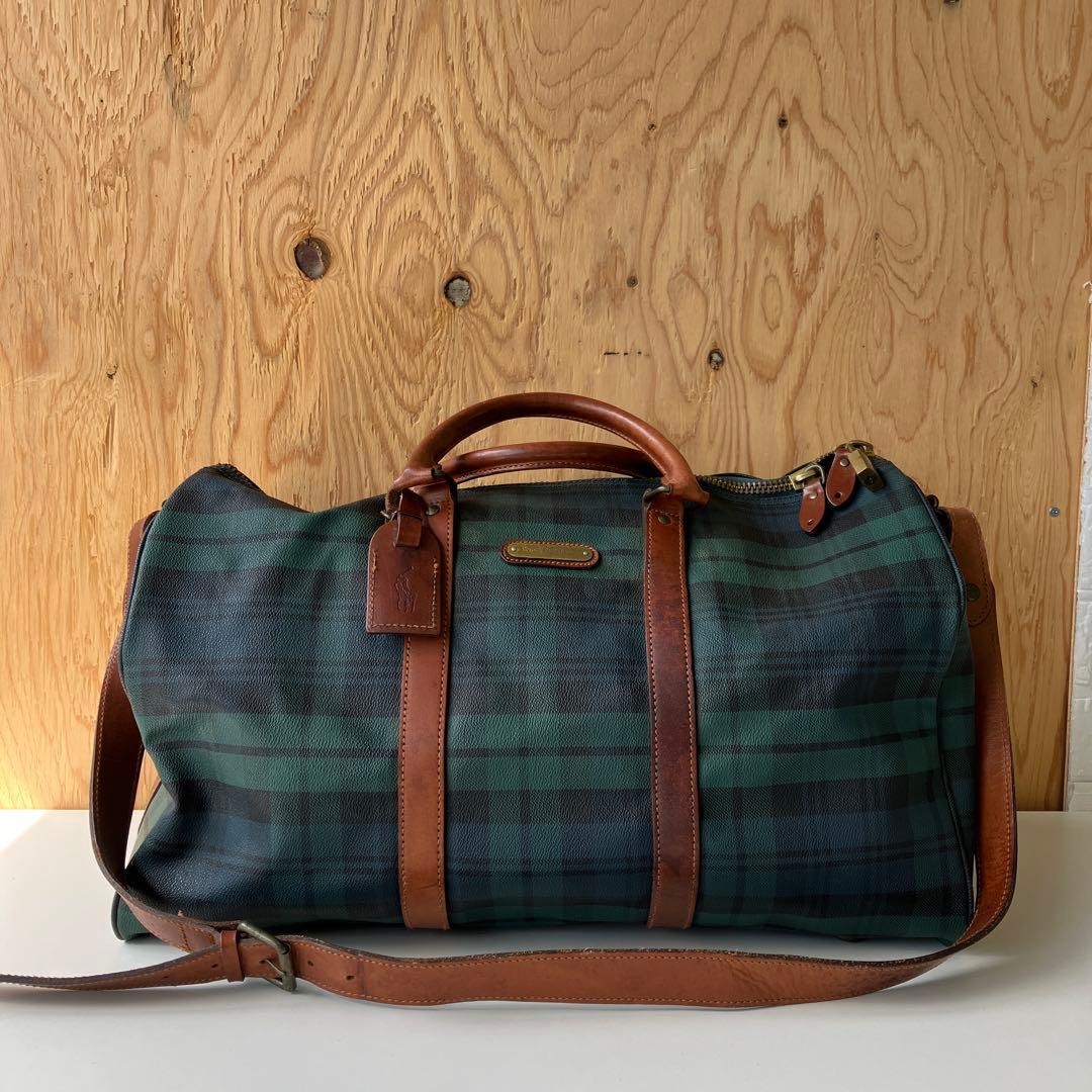 ラルフローレン　ボストンバッグ　チェック柄　PVC　3943 RALPH LAUREN ラルフローレン 2way ボストンバッグ チェック柄