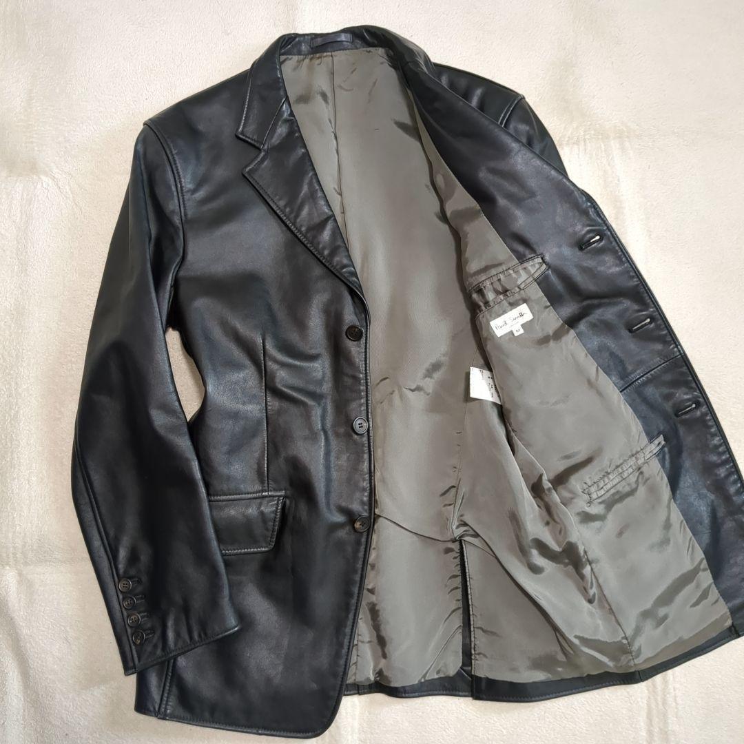 美品 ポールスミス カウレザー テーラードジャケット 牛革 ブラック Mサイズ