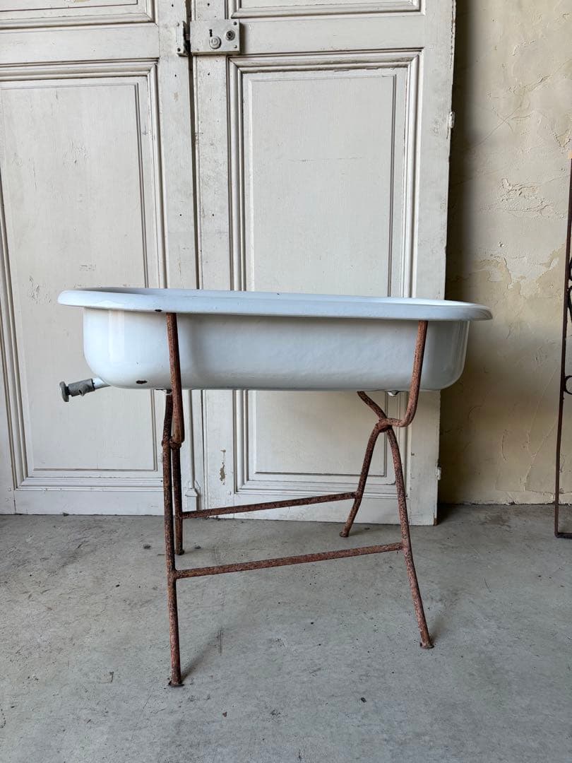 ベビーバス　アンティーク　ホーロー