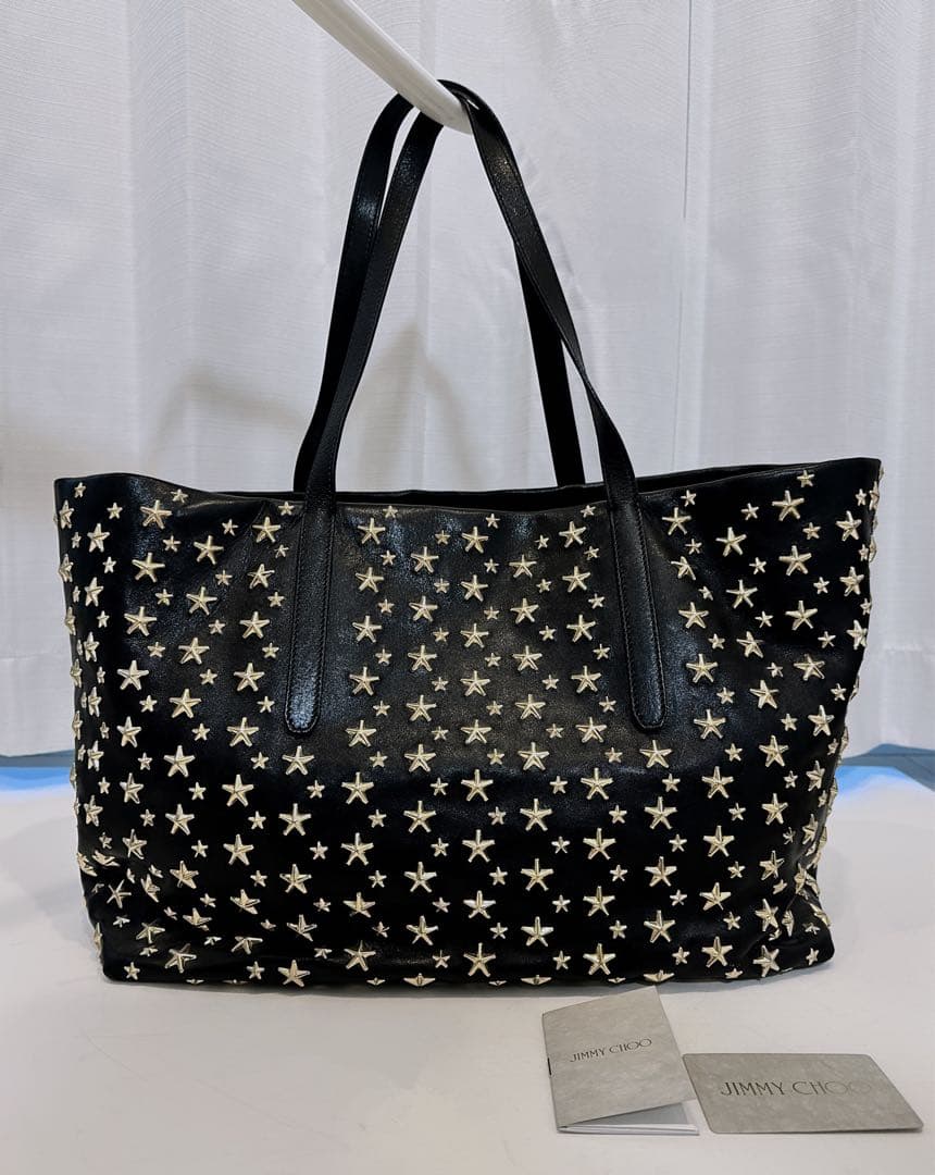 【美品】JIMMY CHOO 星スタッズ　レザートートバッグ