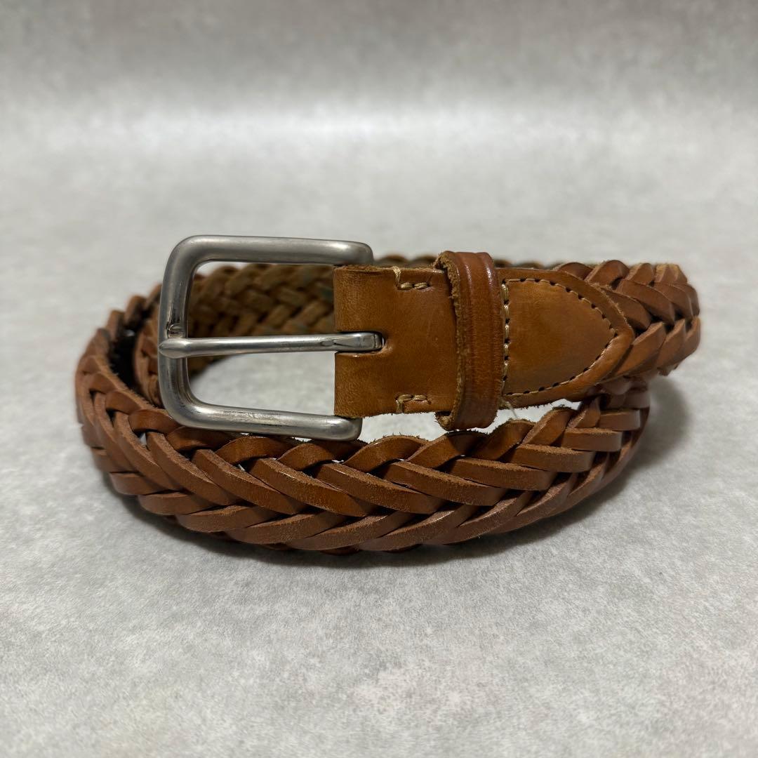 【ホワイトハウスコックス】レザーベルト　編み込み　ニュートン　30/75 中古・古着通販】Whitehouse Cox (ホワイトハウスコックス) 編み込み