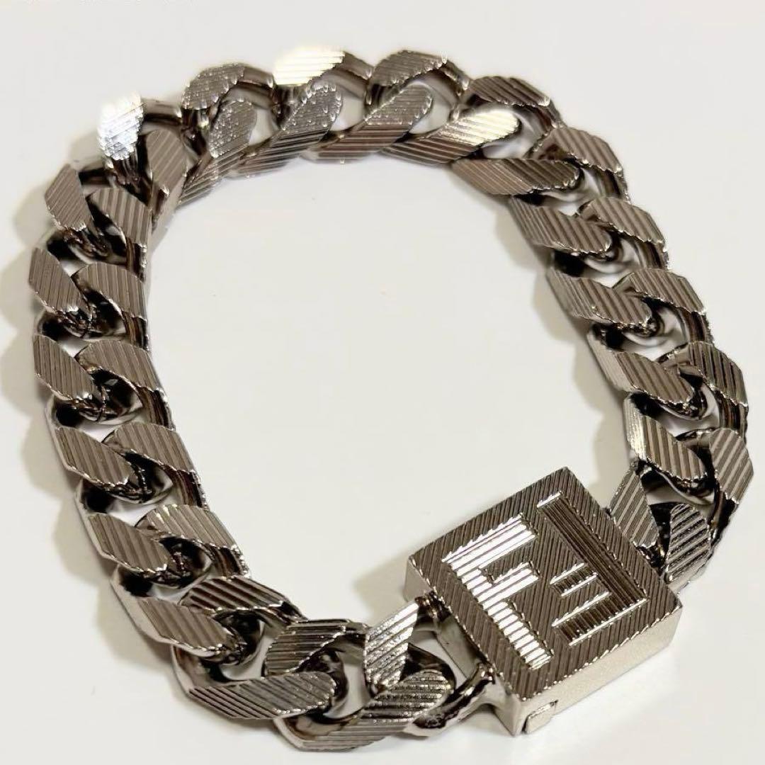 極美品✨フェンディ ブレスレット 喜平 シャドー バングル シルバー S.