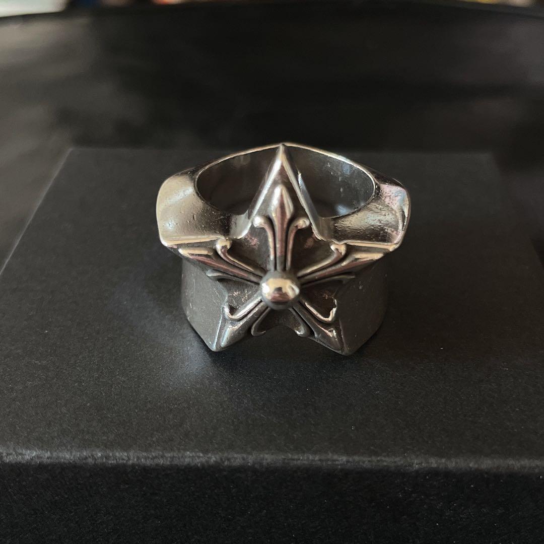 ノーブランド　クロス　五芒星　指輪　リング　silver９２５　２４.５号
