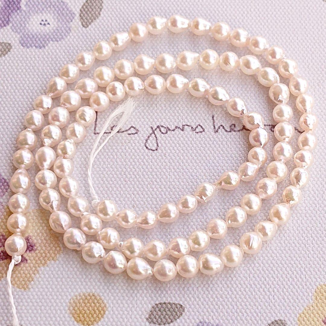 伊勢志摩産あこや真珠　ベビーパール　バロック　一連　ハンドメイド材料　加工不可 あこや真珠バロックベビーパール(貴重☆) ロングネックレス | KYOUKO