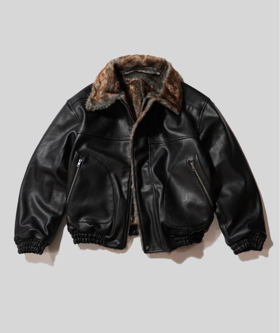 Camphorwood フェイクレザーファー2wayフライトジャケット
