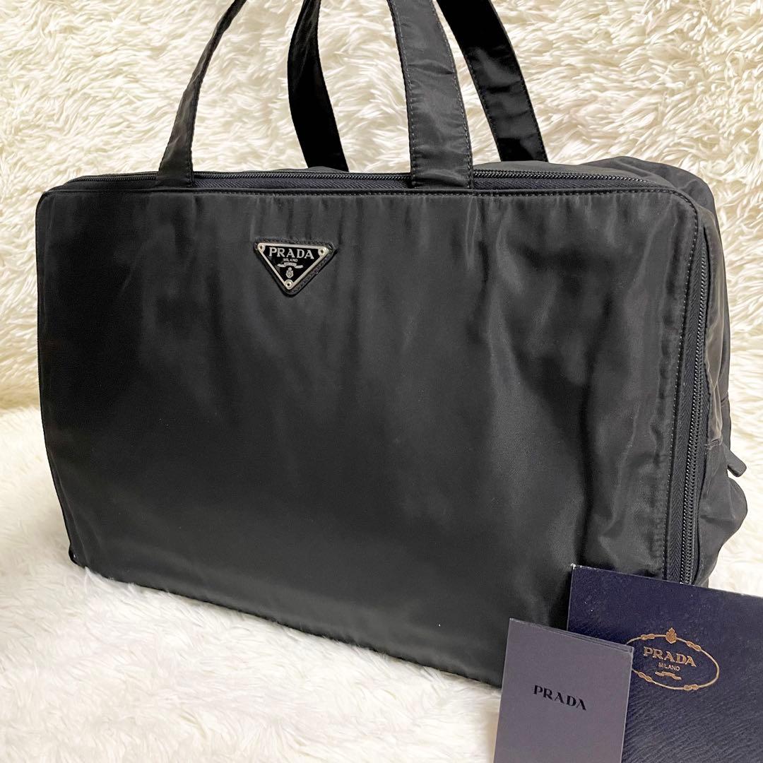 極美品 大容量 PRADA プラダ　ハンドバッグ トート　ボストン　三角ロゴ