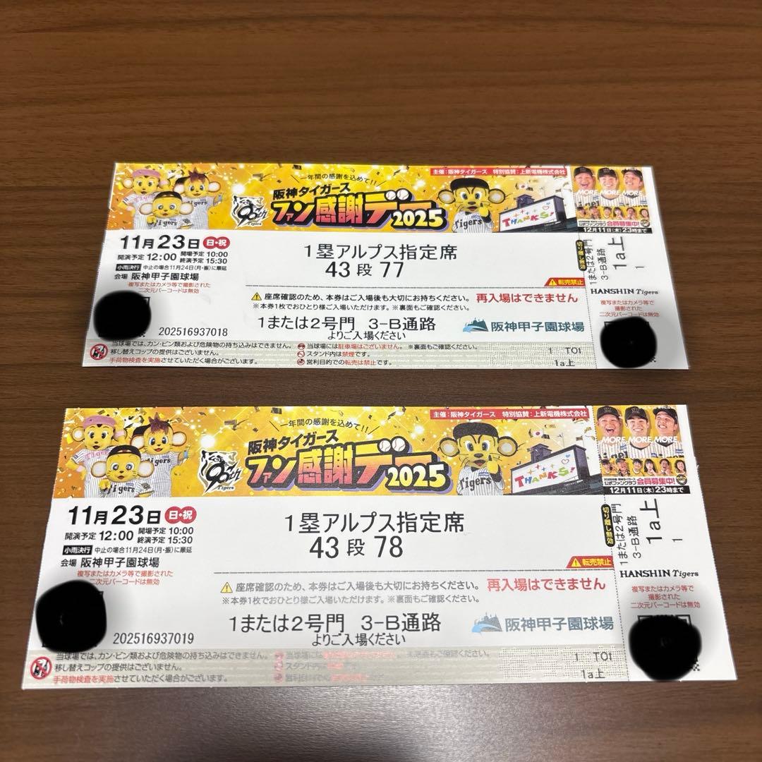 阪神タイガースファン感謝デー2025 チケット2枚組 - メルカリ
